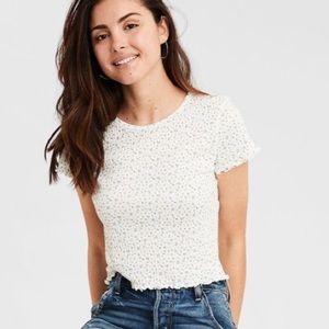 American Eagle floral baby tee